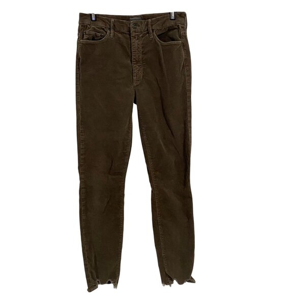 Mother High Waisted Looker Ankle Chew‎ Corduroy Jeans in Taupe Size 26 - Picture 1 of 15